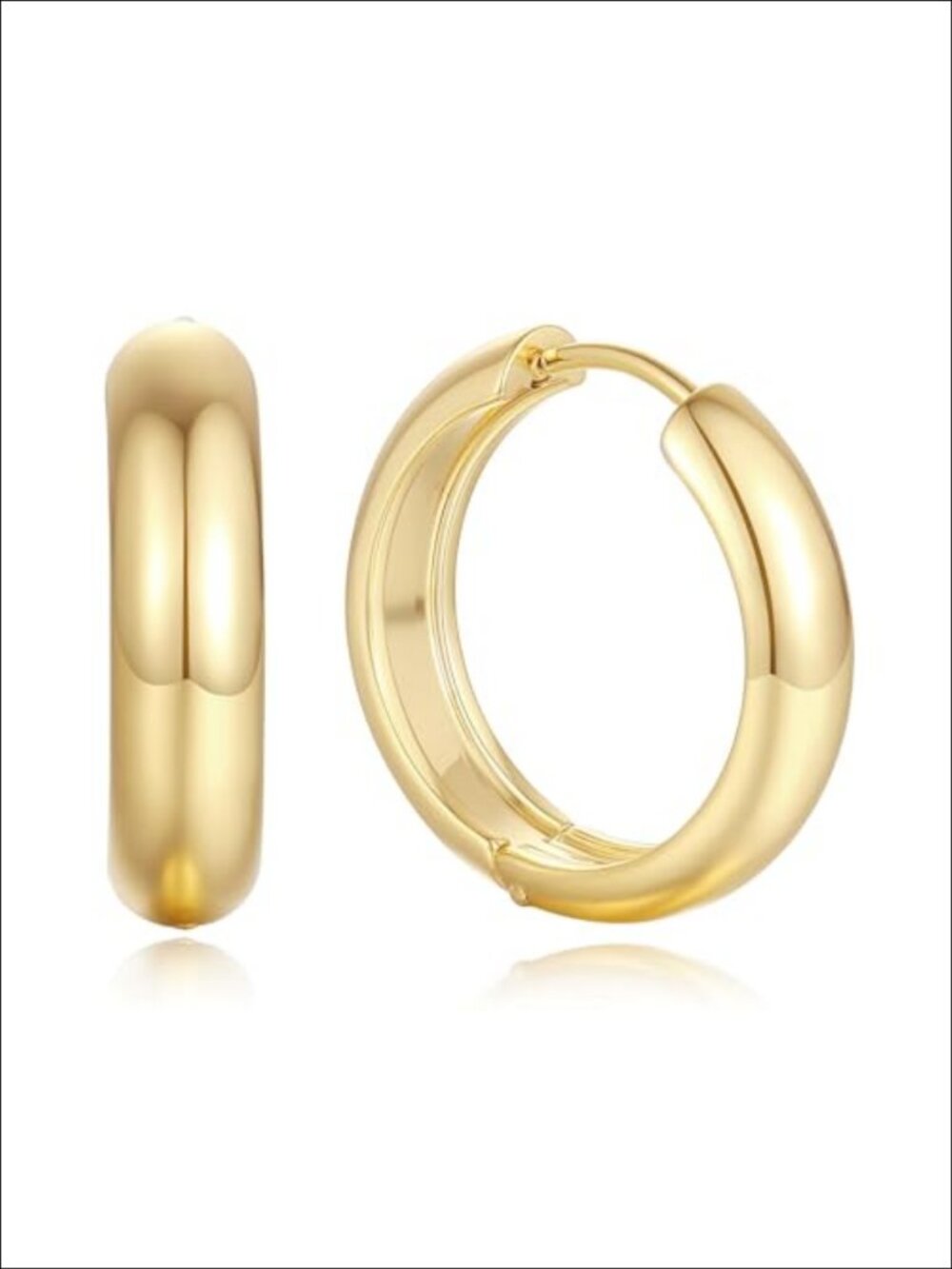 14K Gold Hoop Earrings Small Huggie Everyday Minimalist Women